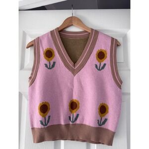 Coquette‎ Girl Pink Sunflower Knitted Sweater Vest
